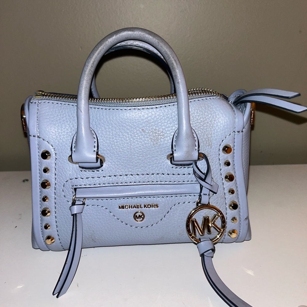 Michael Kors Sky Blue Mini Bag with Gold Accents and Wallet